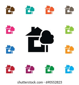 Isolated Estate Icon. Tree Vector Element Can Be Used For Tree, Eco, Home Design Concept.