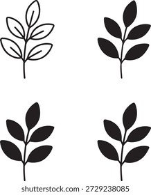 Ícone isolado da folha de eucalipto, silhueta botânica do ramo da folha de eucalipto, ilustração do vetor da planta do spa do eucalipto, design da natureza mínima, design isolado da folha de eucalipto