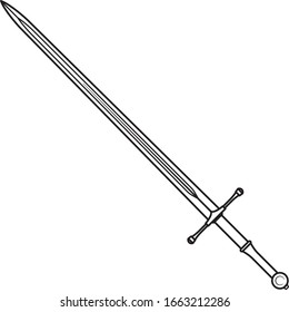 Isolated European Knight Sword in Vector