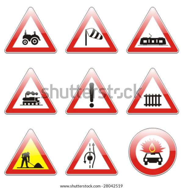 Isolated European Road Signs Stock Vector (Royalty Free) 28042519