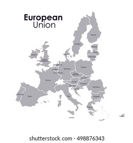 Isolated European Union Map Design