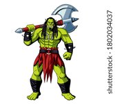 Isolated evil orc. Fictional and mythological characters - Vector