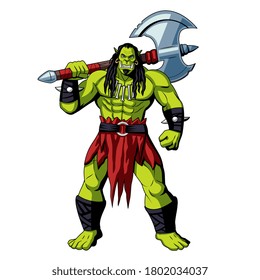 Isolated evil orc. Fictional and mythological characters - Vector