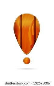 Isolated exclamation mark made out of wood / exclamation mark