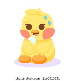 Isolated exhausted chick cartoon character Vector illustration
