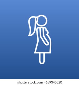 Isolated Expectant Mother Outline Symbol On Clean Background. Vector Pregnant Woman Element In Trendy Style.