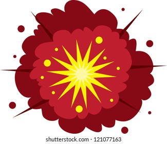 Isolated explosion. Red and yellow.