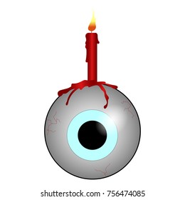 Isolated eye with candle on a white background, vector illustration