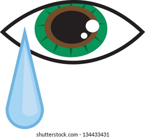 Isolated eye with falling tear drop