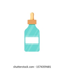 Isolated eye oil or cream bottle. Cute skincare cosmetics icon in cartoon style. Beauty woman face nature cosmetic vector illustration 