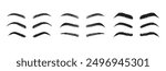  Isolated Eyebrows set Cartoon. Eyebrow makeup template. Classic brow makeup shaping vector set. Various eyebrows types. shapes, thin, thick, curved eyebrows set. . Vector illustration