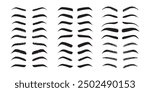  Isolated Eyebrows set Cartoon. Eyebrow makeup template. Classic brow makeup shaping vector set. Various eyebrows types. shapes, thin, thick, curved eyebrows set. . Vector illustration