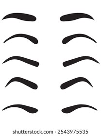 Isolated Eyebrows Set Cartoon Style Eyebrow Makeup Template