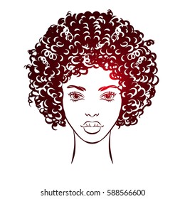 Isolated Face African Woman African Hairstyle Stock Vector (Royalty ...