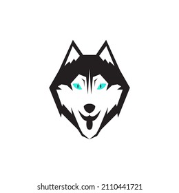 isolated face black Siberian husky logo design, vector graphic symbol icon sign illustration