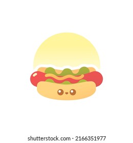Cara aislada lindo hotdog simple diseño de logo vectorial