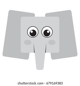 Isolated face of an elephant, Vector illustration