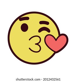 Isolated face emoji kiss with heart Vector
