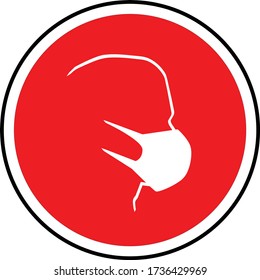  Isolated face mask symbol. Wear face mask sign and symbol.  Please do not enter without a face mask.  Protect yourself from coronavirus concept. Mandatory surgical mask sign vector. Stop coronavirus.