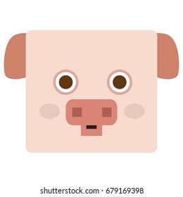 Isolated face of a pig, Vector illustration