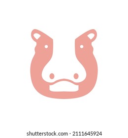diseño de logotipo de hipopótamo rosa facial aislado, símbolo gráfico vectorial, ilustración de símbolo de icono