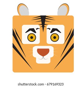 Isolated face of a tiger, Vector illustration