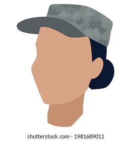 Isolated Face Of A US Army Woman