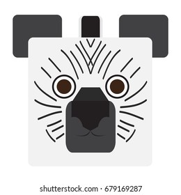 Isolated face of a zebra, Vector illustration