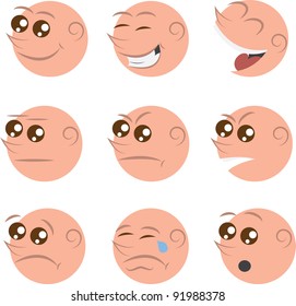 Isolated faces with different emotions