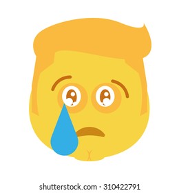 Isolated facial expression on a white background. Vector illustration