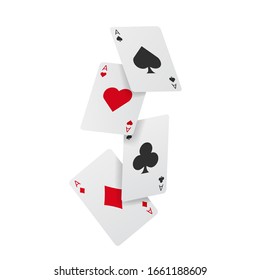 Five Blank Playing Cards Mockup White Cards On White Background