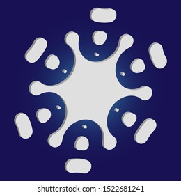 Isolated falling snowflake on blue background. Vector illustration - wallpaper. Creative concept with expressive forms and colors. White abstract paper craft 3d ornament for banners, greeting cards.