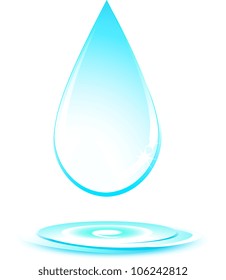isolated falling water drop silhouette on white background