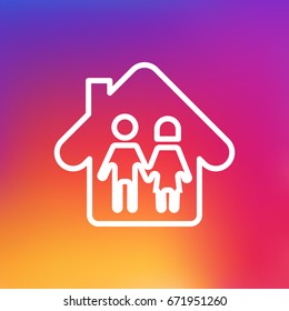 Isolated Family In Home Outline Symbol On Clean Background. Vector Parents Element In Trendy Style.