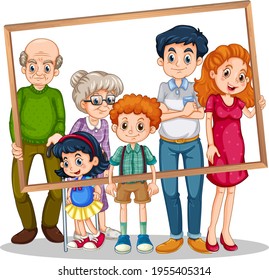 Isolated family picture with photo frame illustration