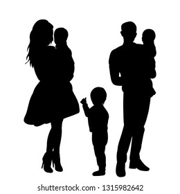 isolated, family silhouette, mom, dad and child