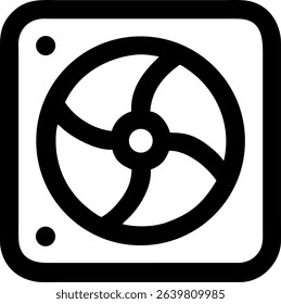 Isolated fan icon on a white background, suitable for use in a variety of design projects.