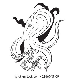 Isolated fantasy abstract octopus linework