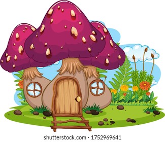 Isolated fantasy mushroom house  illustration