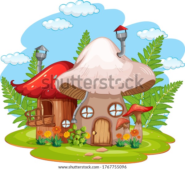 Isolated Fantasy Mushroom House Illustration Stock Vector (Royalty Free ...