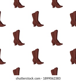 Isolated fashion seamless pattern with brown women shoes ornament. White background. Accessory print. Stock illustration. Vector design for textile, fabric, giftwrap, wallpapers.