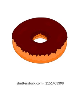 Isolated fast food chocolate doughnut, illustration icon