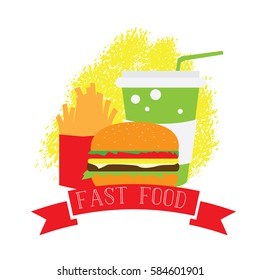 Isolated fast food menu on a textured background, Vector illustration