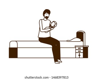 Isolated father with baby design