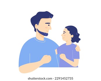 Isolated of father and daughter in Father's day concept. Flat vector illustration.