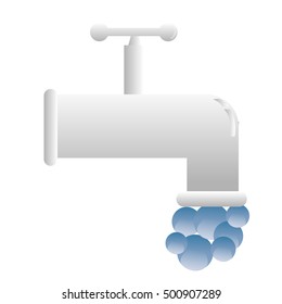 Isolated faucet with bubbles on a white background, Vector illustration