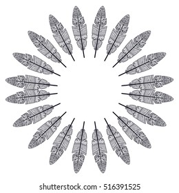 Isolated feather plume and circle design