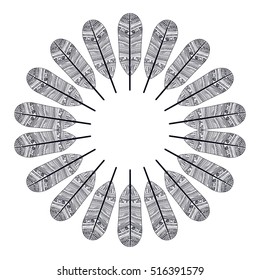 Isolated feather plume and circle design