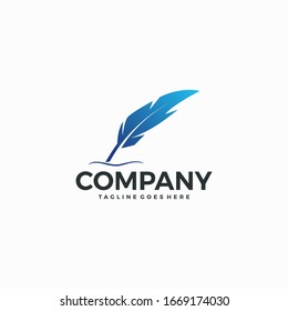 isolated feather quill pen icon design template