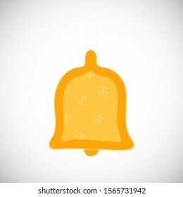 Isolated felt xmas bell toy in scandinavian style. Winter symbol of Chritmas. Noel decoration. Vector Illustration